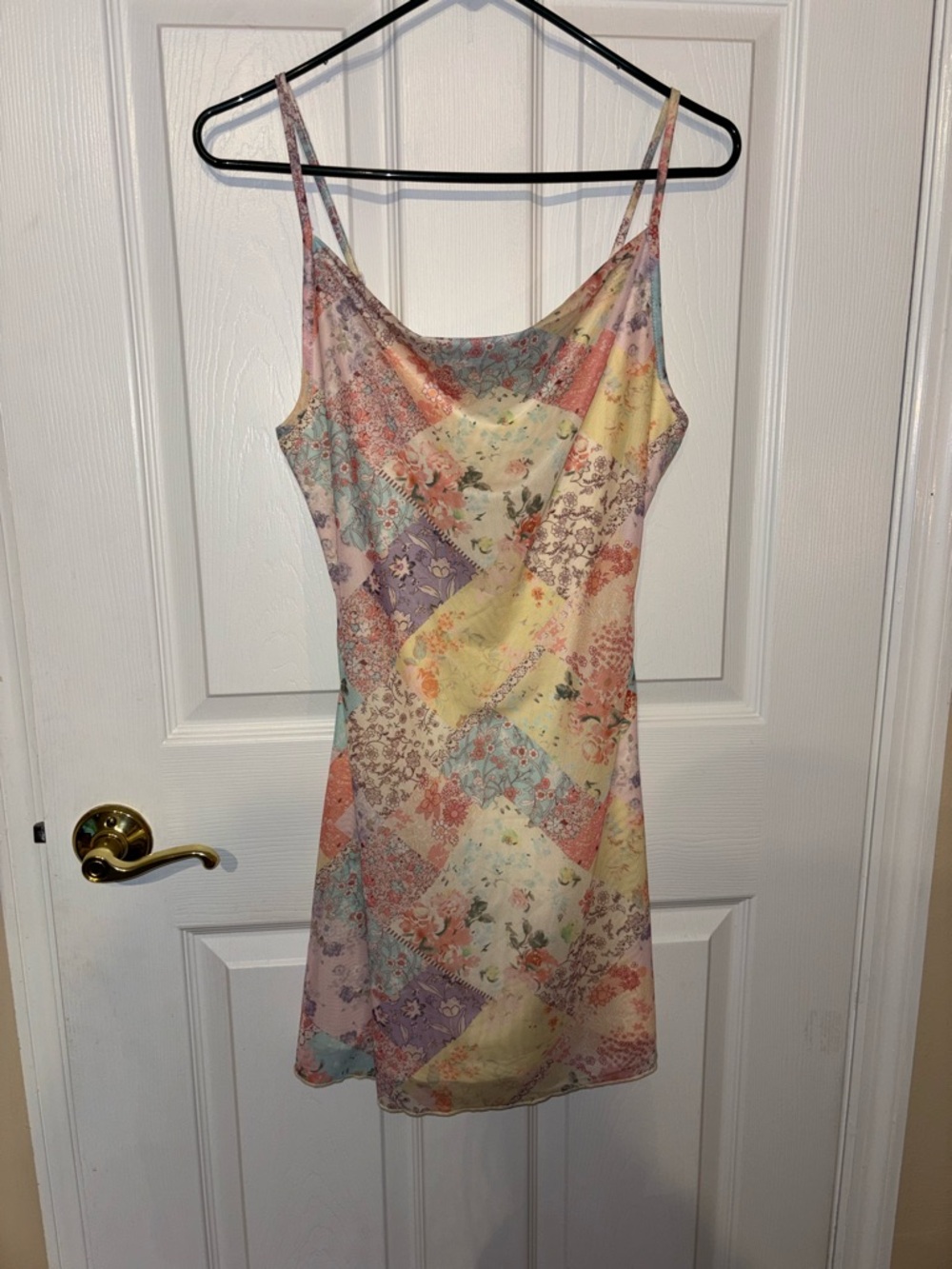 SHEIN Pastel Patchwork Floral Slip Mini Dress